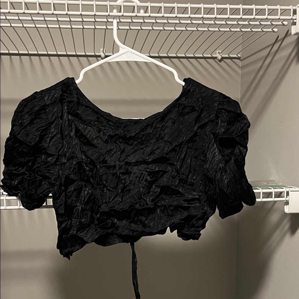 Motel Rocks Black Textured Crop Top - Picture 3 of 3
